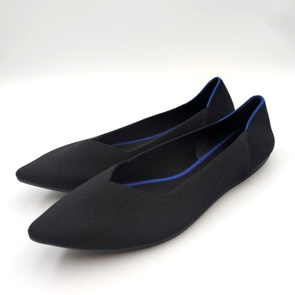 Rothy’s The Point II Pointed Toe Flat Shoes Women's Black Solid Size US13 EU44 - Picture 1 of 8